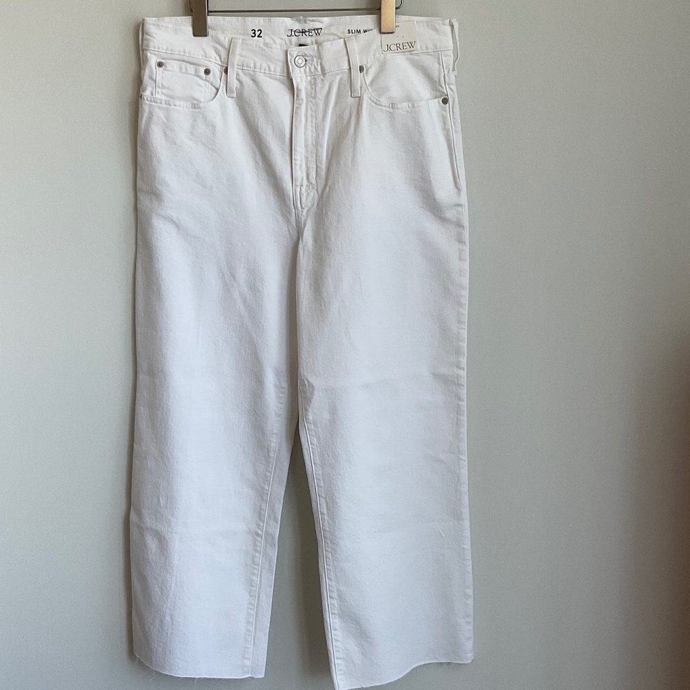 J. Crew Slim Wide Leg Jeans White Wash Size 12 Size 14 New With Tags - Picture 3 of 13